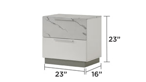 English Elm Mist King 5-Piece Bedroom Set - Luxe Two-Tone Marble Finish, Led Lighting & Velvet Storage Drawers B009S01589