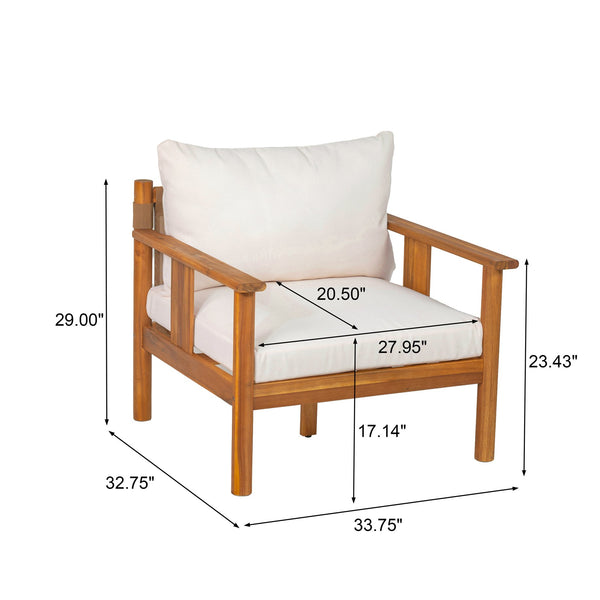 English Elm Patio Acacia Wood Club Chair with Textilene Back and Cushion for Outdoor Decks N776P369380W