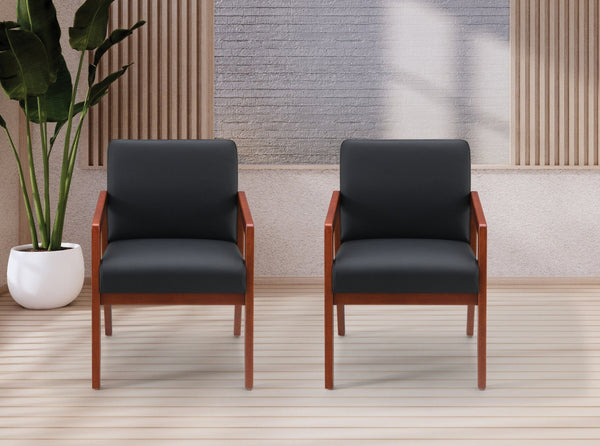 OSP Home Furnishings Wood Guest Chair with Cherry Finish Frame and Memory Foam Seat for Executive Offices Cherry WD587-U6