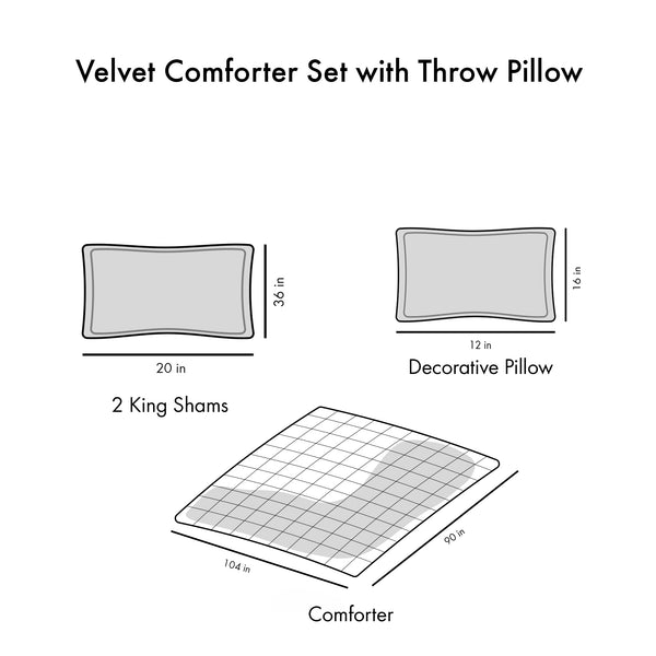 English Elm King/Cal Plush Velvet Comforter Set with Quilted Diamond Design, Hypoallergenic Fill & Decorative Pillow Teal 19.69 L x 13.39 W x 7.09 H B03595943