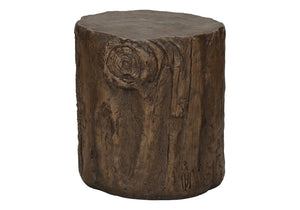 English Elm Accent Tree Stump Round Side Table Walnut Finish Organic Sculptural Indoor Outdoor Use B2710P461668