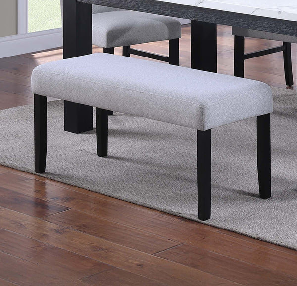 English Elm Modern Dining Table and 6 Side Chairs with Faux Marble Top, Sturdy Thick Legs, Sleek Contemporary Style Charcoal,White 17 L x 6 W x 42 H B011S01874