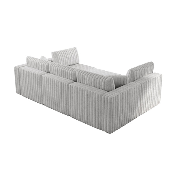 English Elm 106.3" U-Shaped 6-Person Sofa With Ottoman - Stylish Light Gray Modular Design & Hidden Storage Solutions W1767S00013