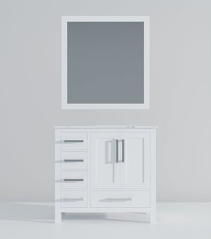 English Elm White Bath Vanity With Carrara Marble Top, Soft-Close Drawers & Coordinating Mirror For Elegant Space B2731S00680-GIGA