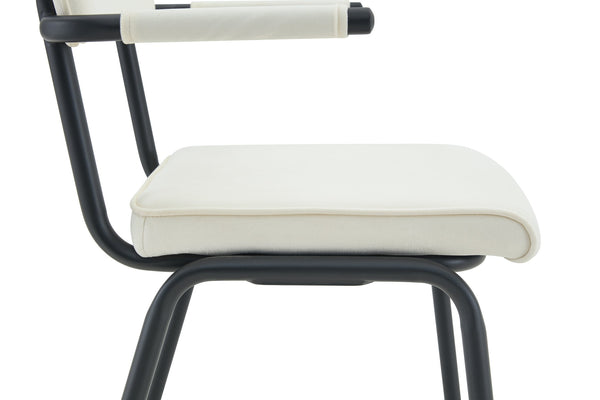 English Elm Dining Chairs Set of 2 Velvet Upholstered with Hangable Arms and Metal Legs W3493P449270