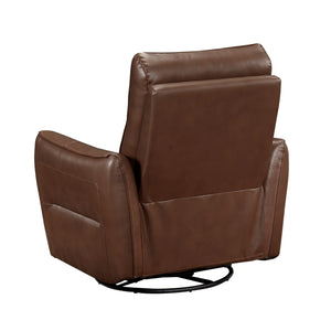 English Elm 1pc Swivel Glider Recliner Chair in Top Grain Leather with 360° Spin, Pocket Coil Support, Durable Solid Wood Frame Brown Mix 37.25 L x 29.5 W x 32.5 H B011P329242