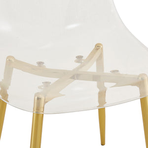 English Elm Table and Chair Set Oval Tempered Glass Top Gold Base with 6 Acrylic Seats W1151S04730