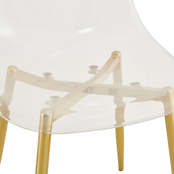 English Elm Table and Chair Set Oval Tempered Glass Top Gold Base with 6 Acrylic Seats W1151S04730