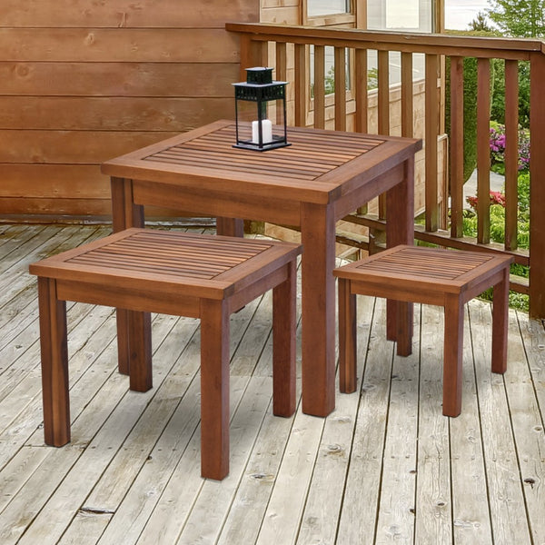English Elm Outsunny 3-Piece Acacia Wood Nesting Side Table Set – Stylish, Weather-Resistant & Space-Saving Design W2225P217223-GIGA