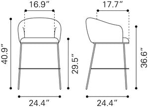 Essen Barstool Black & Bronze 109810 Zuo Modern