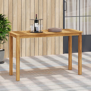 English Elm Christopher Knight Home® - Rectangular Acacia Outdoor Bar Table in Light Teak — 36.5" Bar Height, Slatted Top, Weather-Resistant Finish N776P247430L
