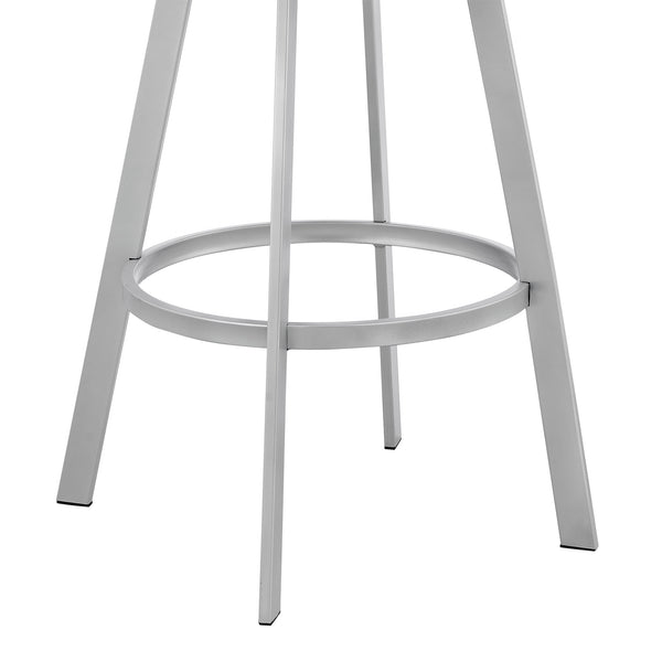 English Elm Orlen 26" Swivel Bar Stool in White Faux Leather with Silver Metal Base, 360° Comfort & Durable B2736P268623