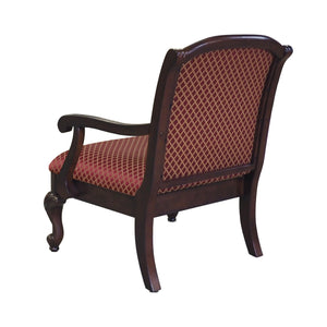 English Elm Santiago Magenta Arm Chair – Ornate Hand-Carved Solid Birch Frame with Deep Red Jacquard Diamond Upholstery B050P229951