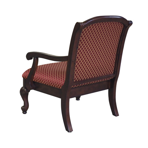English Elm Santiago Magenta Arm Chair – Ornate Hand-Carved Solid Birch Frame with Deep Red Jacquard Diamond Upholstery B050P229951