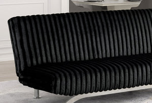 English Elm Futon Modern convertible sofa bed with chrome-reinforced metal legs, foam cushions, sleek engineered frame Black 45 L x 72 W x 9 H B2741P363789