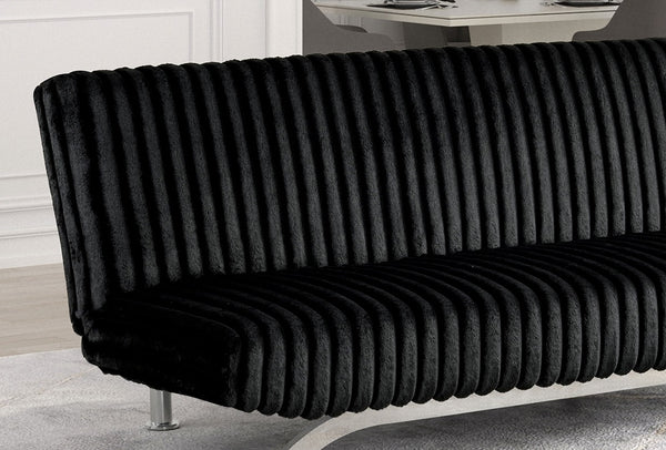 English Elm Futon Modern convertible sofa bed with chrome-reinforced metal legs, foam cushions, sleek engineered frame Black 45 L x 72 W x 9 H B2741P363789