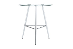 English Elm 36 Inch Round Glass Top Bar Table Chrome Tripod Base Modern Bistro Pub Style W3493P452043