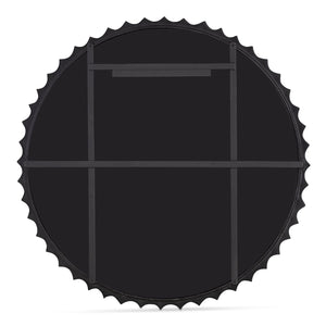 English Elm Whitby Round Wall Mirror Cast Aluminum Aged Brass Patina Artisan Entryway Accent Black B2769P498420