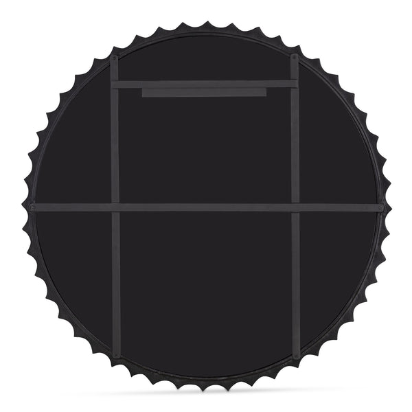 English Elm Whitby Round Wall Mirror Cast Aluminum Aged Brass Patina Artisan Entryway Accent Black B2769P498420