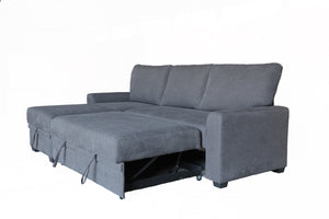 English Elm Nicolo Flannel Upholstered Sleeper Sectional with Storage Chaise for Living Rooms Gray B2749S00239
