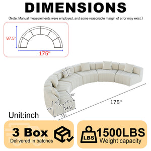 English Elm Chenille Modular Semi Circular Sectional Sofa with Plush Upholstery for Living Rooms Beige W834S00580