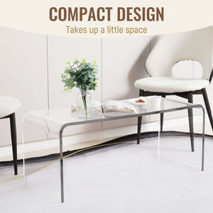 English Elm Coffee Table Clear Acrylic Seamless Waterfall Rectangle Living Room Modern Accent T3971P405893