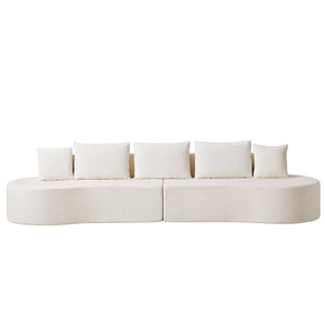English Elm 138.6" Curved Modular Sectional Sofa Low Profile High Density Foam Living Room Lounge Beige N767P366006B