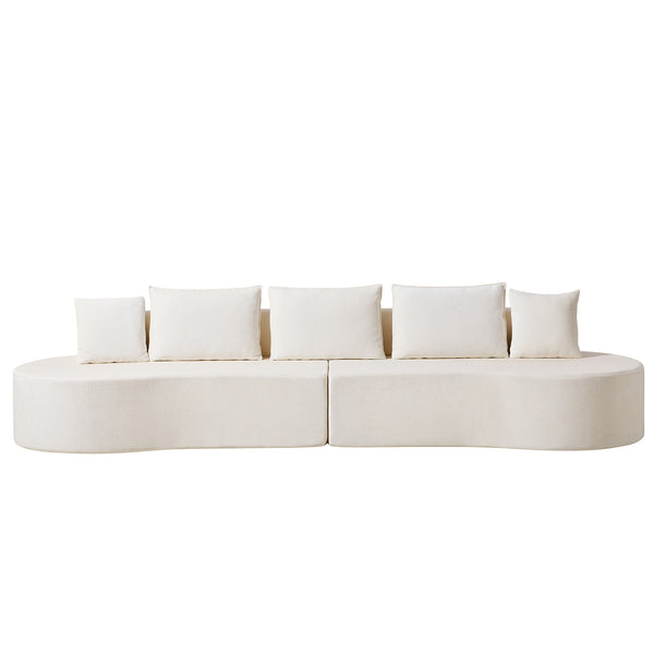 English Elm 138.6" Curved Modular Sectional Sofa Low Profile High Density Foam Living Room Lounge Beige N767P366006B