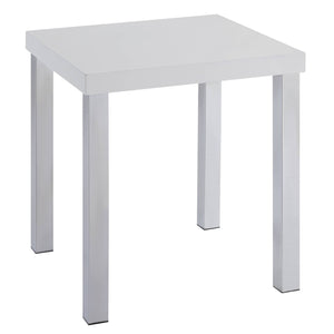 English Elm White White High Gloss and Chrome End Table with Square Top, Modern Metal Legs, Sleek Accent Table (22.5") B062P185720
