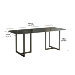 English Elm Carbon Steel Dining Table with Black Gold Stone Top for Modern Industrial Spaces W1002S00005