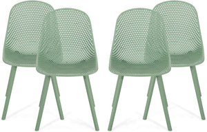 English Elm Christopher Knight Home® - POSEY Weather-Resistant Outdoor Dining Chairs Set of 4 with Perforated Diamond Mesh for Durability Green 28 L x 26 W x 18.75 H N776P243037G