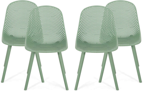 English Elm Christopher Knight Home® - POSEY Weather-Resistant Outdoor Dining Chairs Set of 4 with Perforated Diamond Mesh for Durability Green 28 L x 26 W x 18.75 H N776P243037G