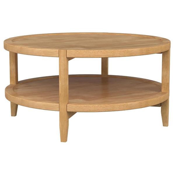 English Elm Isbell Round Solid Wood Coffee Table – Modern Farmhouse Charm With Maple Finish & Ample Storage Space B062P299894