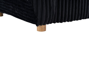 English Elm Modern Black Corduroy Sofa Couch - Stylish 84" Sectional Love Seat For Living Rooms & Home Offices W2363S00075