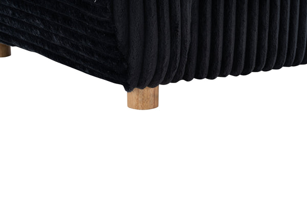 English Elm Modern Black Corduroy Sofa Couch - Stylish 84" Sectional Love Seat For Living Rooms & Home Offices W2363S00075