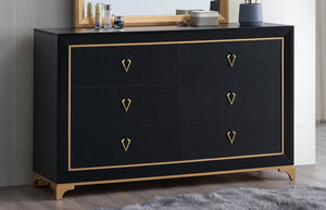 English Elm Kramer Six Drawer Dresser Black Laminate Body with Bold Gold Hardware and Base B078P497918