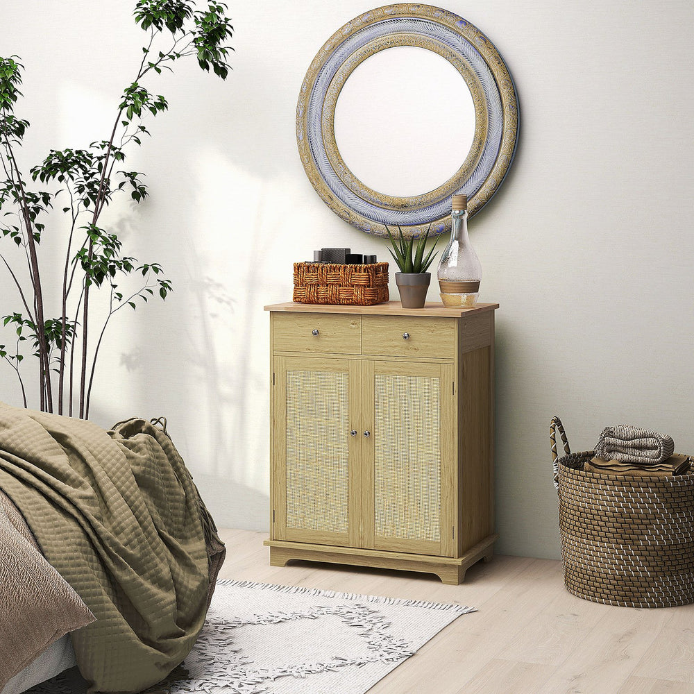 English Elm Homcom Sideboard With Rubberwood Countertop, Versatile Modern Kitchen Storage & Coffee Bar Cabinet W2225P217716