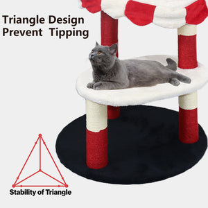 English Elm Cat Tree Four Level Circus Sisal Climbing Tower Plush Perch for Playful Kittens W243P451496
