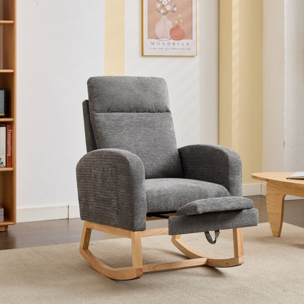 English Elm Modern Rocking Chair With Ergonomic Support, Stylish Upholstered Armchair For Nurseries & Living Rooms W2725P276952