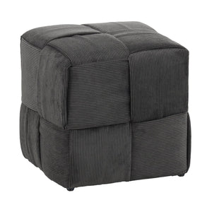 English Elm Ottoman Plush Corduroy Round Footrest Stool with High‑Resilience Foam, Sturdy MDF Frame, Versatile Use Grey W3851P369304