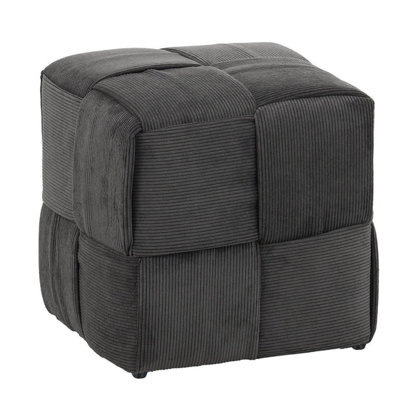 English Elm Ottoman Plush Corduroy Round Footrest Stool with High‑Resilience Foam, Sturdy MDF Frame, Versatile Use Grey W3851P369304