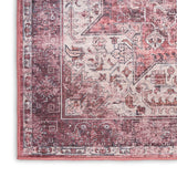 Nourison Washables NWB15 Machine Made Power-loomed Narrow Border Indoor Only Vintage  Rug Red, Red Front Base, 85% Polyester,9% Cotton,6% Other Fibers 99446994462