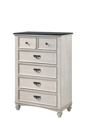 English Elm Beautiful Farmhouse Chest of Drawers with Vintage Molding and Black Nickel Hardware for Elegant Storage Beige 38.25 L x 20.2 W x 47.5 H B011P228556