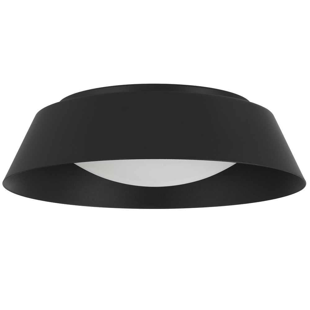 English Elm 15 Inch Matte Round Flush Mount Ceiling Light with Etched Glass Diffuser for Modern Rooms Black B370P421869