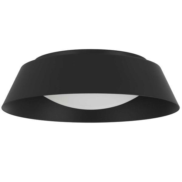 English Elm 15 Inch Matte Round Flush Mount Ceiling Light with Etched Glass Diffuser for Modern Rooms Black B370P421869