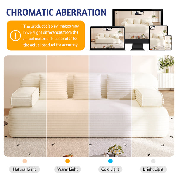 English Elm 78.7" Frameless Convertible Corduroy Sofa Sleeper Queen Bed for Compact Living Spaces Beige W3219P427161