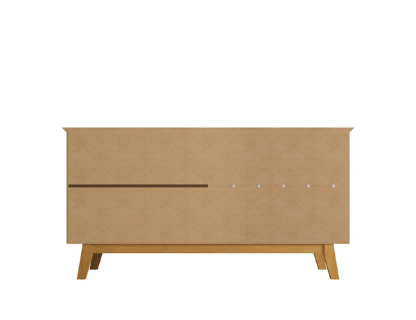 English Elm Yonkers 63" Sideboard White - Midcentury Modern TV Console, Soft-Close Doors, Solid Wood Legs, Durable Storage B365P398254