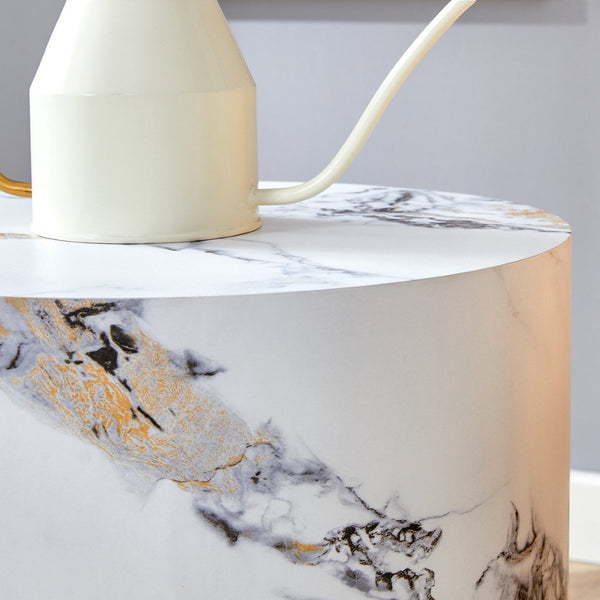 English Elm The Elegant Cylindrical Table – Versatile Coffee, Dining, Or Writing Desk With Stylish Patterned Design W1151P200297-GIGA