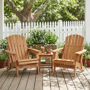English Elm Oversize Hemlock Wood Folding Adirondack Chair for Porch Poolside Patio Backyard W2640P307500