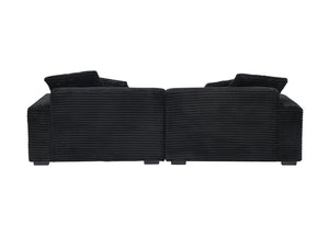 English Elm 104.72-inch 4-seat sofa with four washable throw pillows, corduroy comfort fabric, solid wood frame, 500lb capacity and modern living room style Black W1658S00148